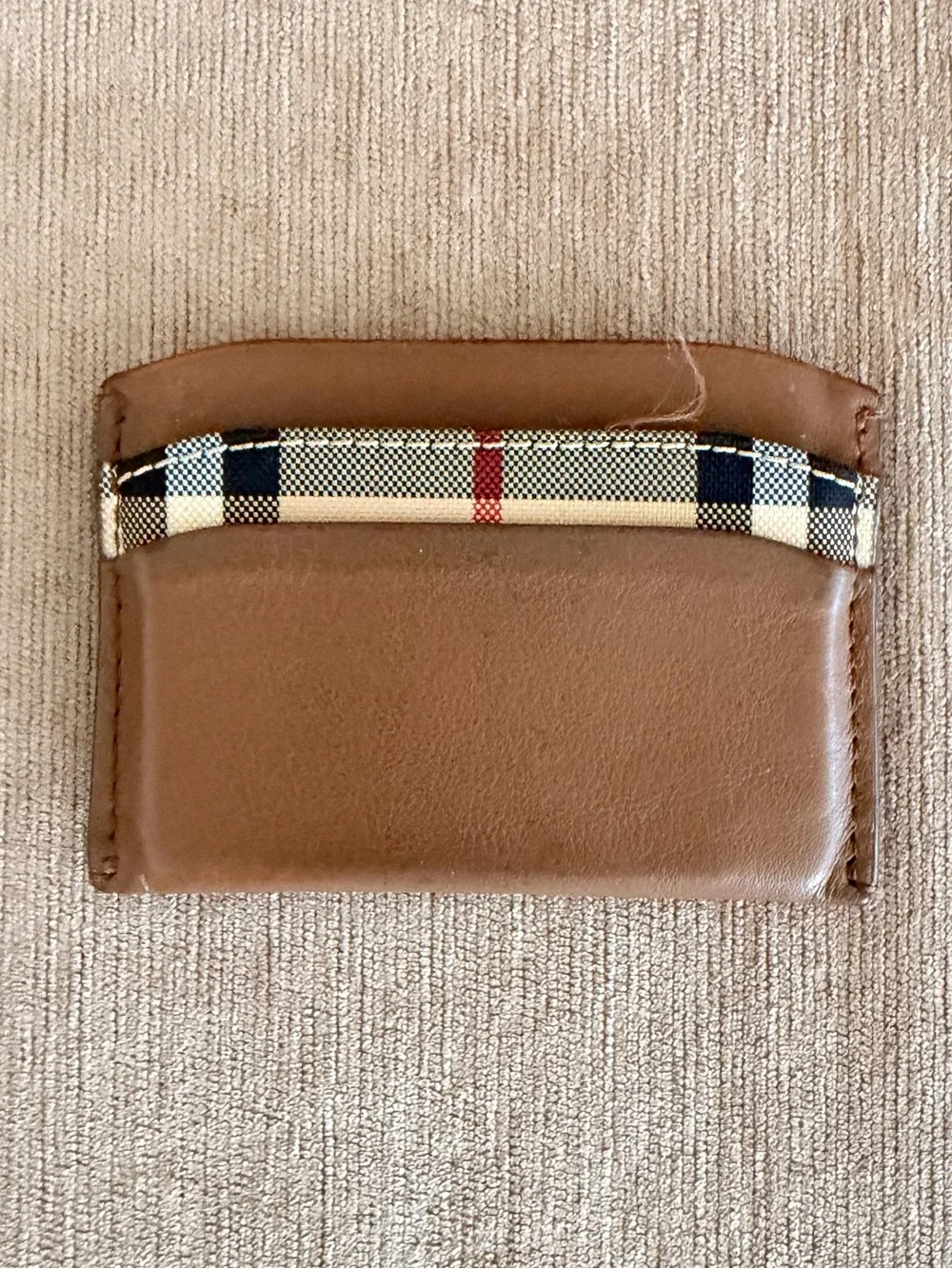 Burberry Brown Leather Card Holder Nova Check with box